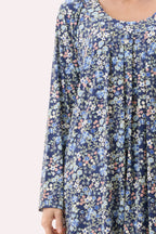 Givoni Ariel royal blue long sleeve nightie, mid-length sleepwear made of soft fabric with a relaxed fit.