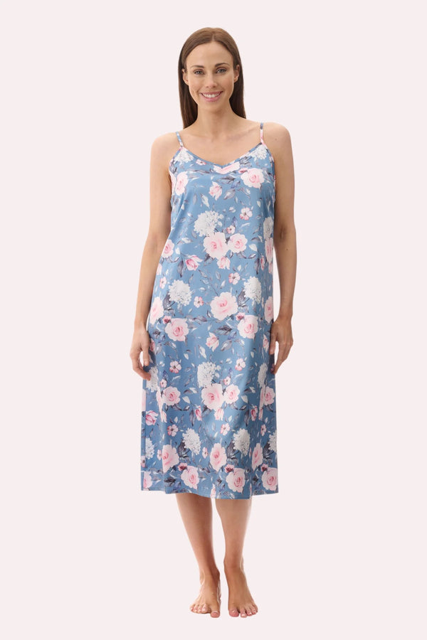 GIVONI Jaclyn mid-length chemise in Dusk sleepwear, featuring soft fabric and a relaxed fit, shown on a hanger.