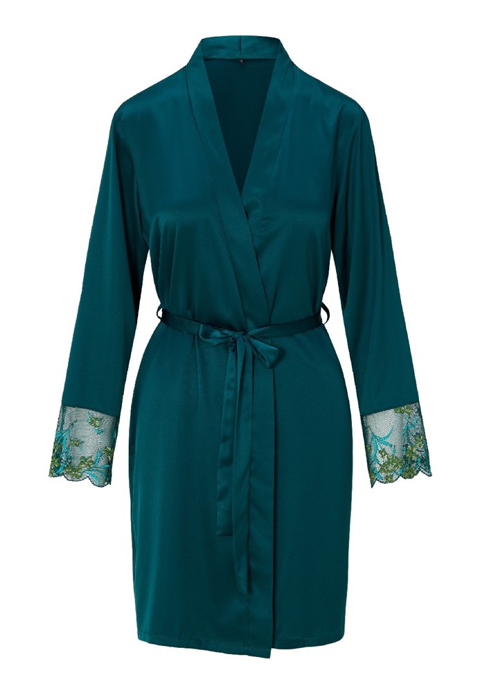 Pine Green Lace Kimono Wrap