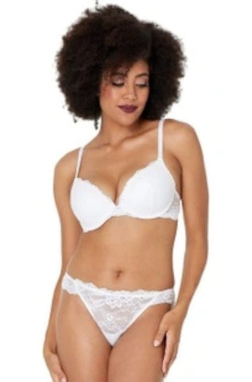 My Fit Lace Plunge Bra (White) Available in 12C only