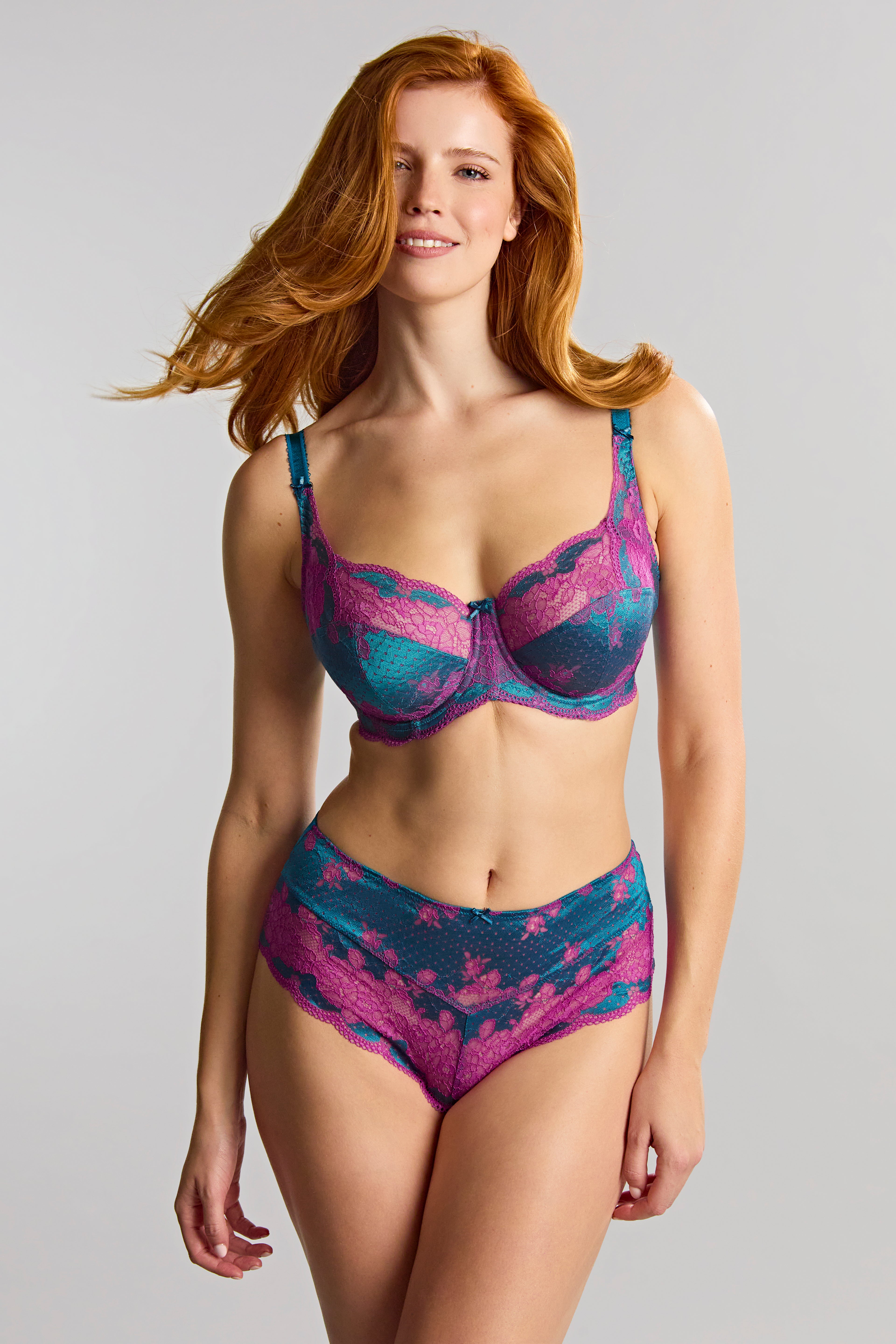 Clara Underwire Bra (Teal/Magenta)