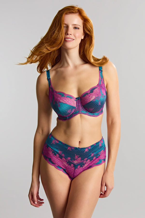 Clara Deep Brief (Teal/Magenta)