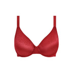 Wacoal Back Appeal Regina Red underwire bra showing the back with adjustable straps and smooth fabric in a vibrant red color.