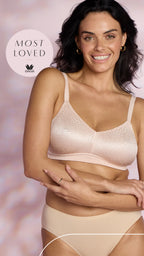 Wacoal Back Appeal Wirefree Bra in Rose Dust, soft and seamless design shown from the back view.