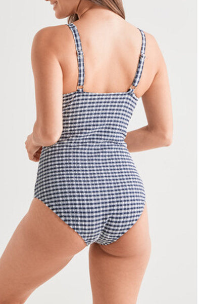 Gingham One Piece Swimsuit (Gingham/Navy)