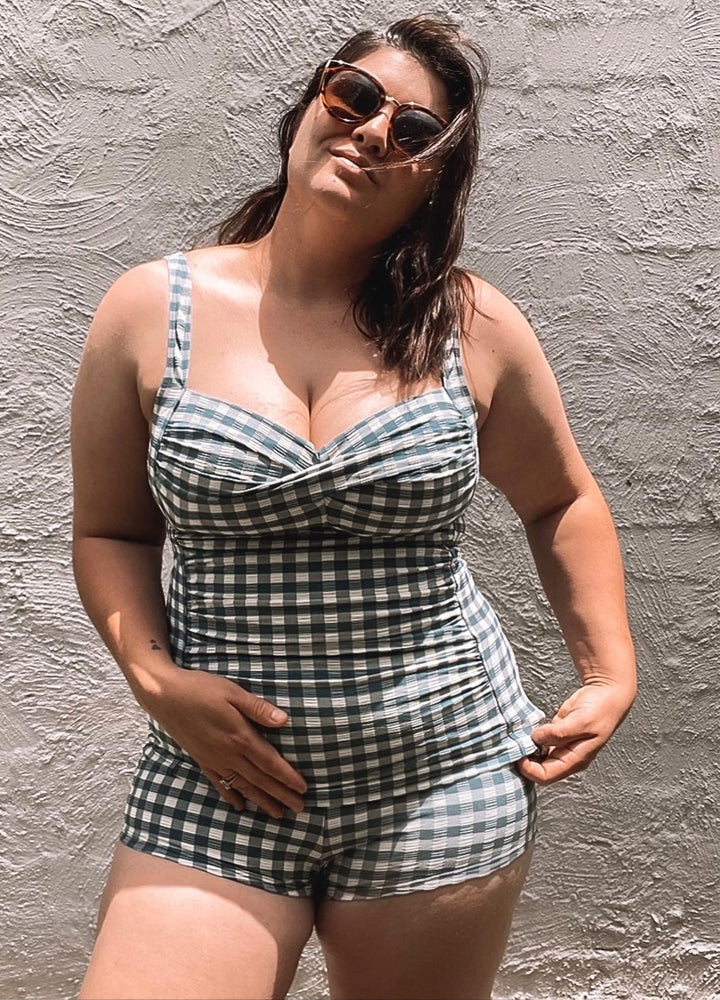 Gingham Tankini Set (Denim)