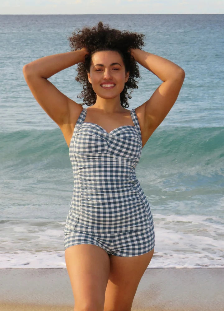 Gingham Tankini Set (Denim)