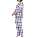 Magnolia Blue Horizon flannelette cotton pyjama set for sleepwear, featuring a soft, cozy blue design on the front and side view.
