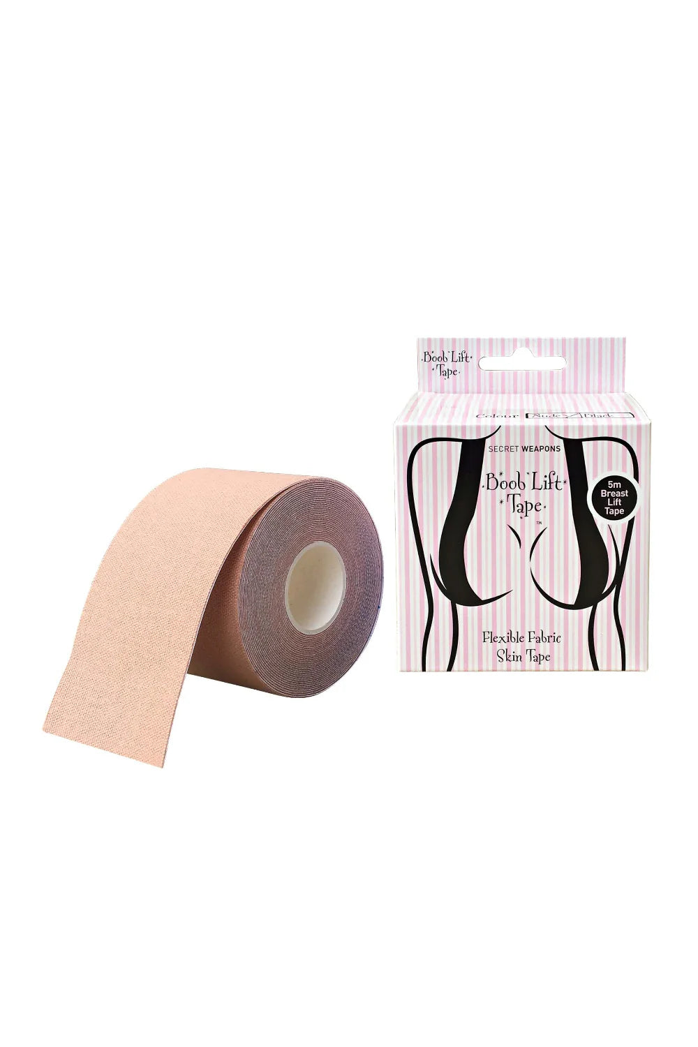Secret Weapons boob lift tape accessory designed for big breasts, featuring clear, adhesive tape for support and shaping.