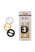 Adjustable SECRET WEAPONS bra clips and extenders for converting and extending bra straps, suitable for racerback tops.