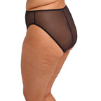 Black Elomi Charley full brief underwear with floral lace design, high-leg cut, and comfortable fit.