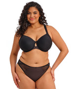 ELOMI Charley black spacer moulded underwire T-shirt bra with smooth cups and adjustable straps, designed for a seamless fit.