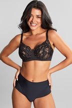 Black and latte Panache Ada nursing bra with wire-free design, featuring soft fabric and supportive fit for breastfeeding comfort.