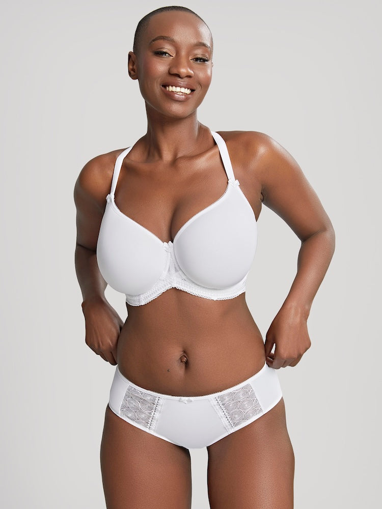 White Cari moulded spacer T-shirt bra by PANACHE with smooth cups and subtle seam details, designed for a seamless fit.