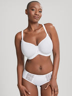 White Cari Moulded Spacer T-Shirt Bra by Panache, showing seamless cups and adjustable straps on a plain background.