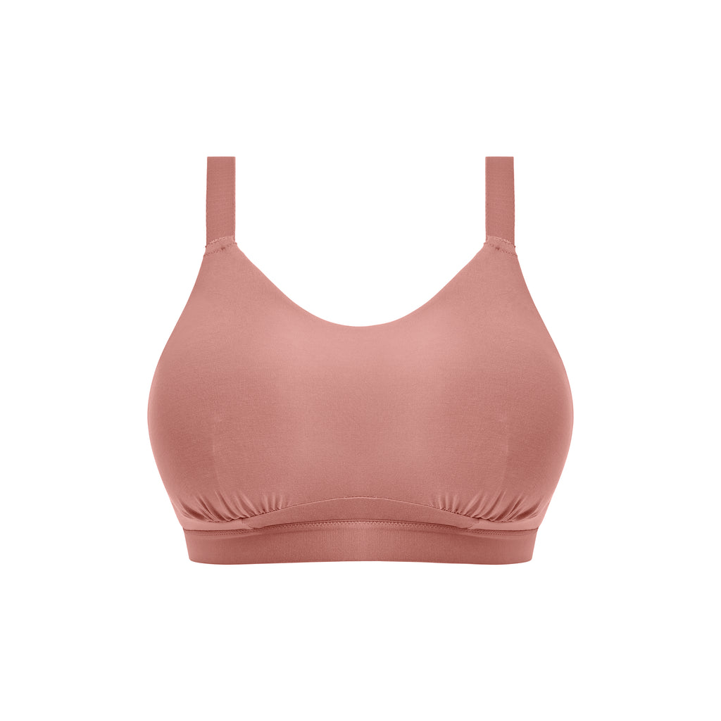 ELOMI Downtime Ash Rose non-wired bralette with cutout print, comfortable and stylish lingerie for everyday wear.