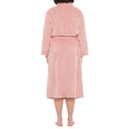 Dusty pink MAGNOLIA sleepwear dressing gown with shawl collar and jacquard fleece, shown from the back.