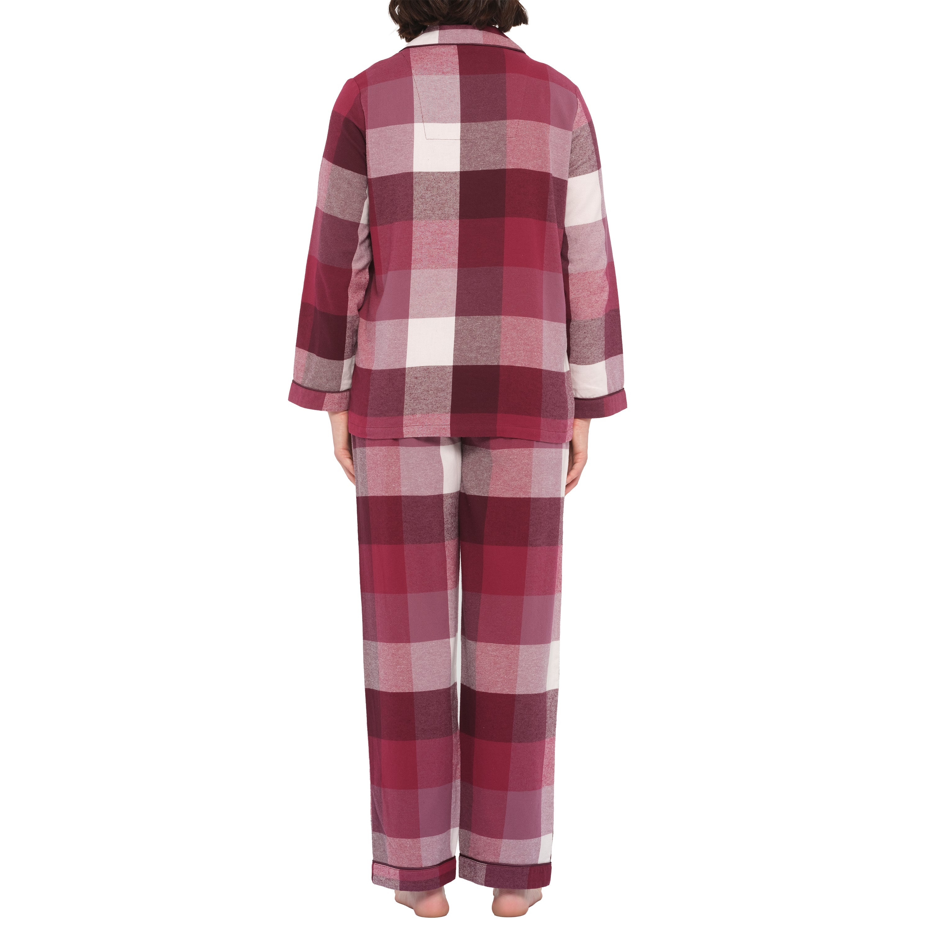 Magnolia Deep Twilight flannelette cotton pyjama set, back view showing soft fabric and relaxed sleepwear style.