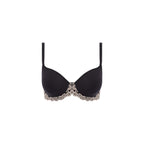 Wacoal Embrace Lace Contour Bra in black and white with delicate lace details and supportive underwire for a comfortable fit.