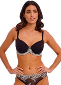 Wacoal Embrace Lace Contour Bra in black and white, featuring delicate lace details and supportive underwire for a comfortable fit.