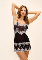 Embrace Lace Chemise - Black & Nude