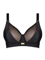 Black Flawless Full Cup Plunge Nursing Bra by HOT MILK, showcasing supportive design and comfortable fit.