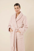 Pink Gabriella Plush Long Robe by Ginger Lily, soft and cozy sleepwear with a relaxed fit and plush fabric.