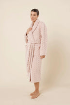Pink Gabriella Plush Long Robe from Ginger Lily sleepwear collection, soft fabric with a cozy, luxurious fit.