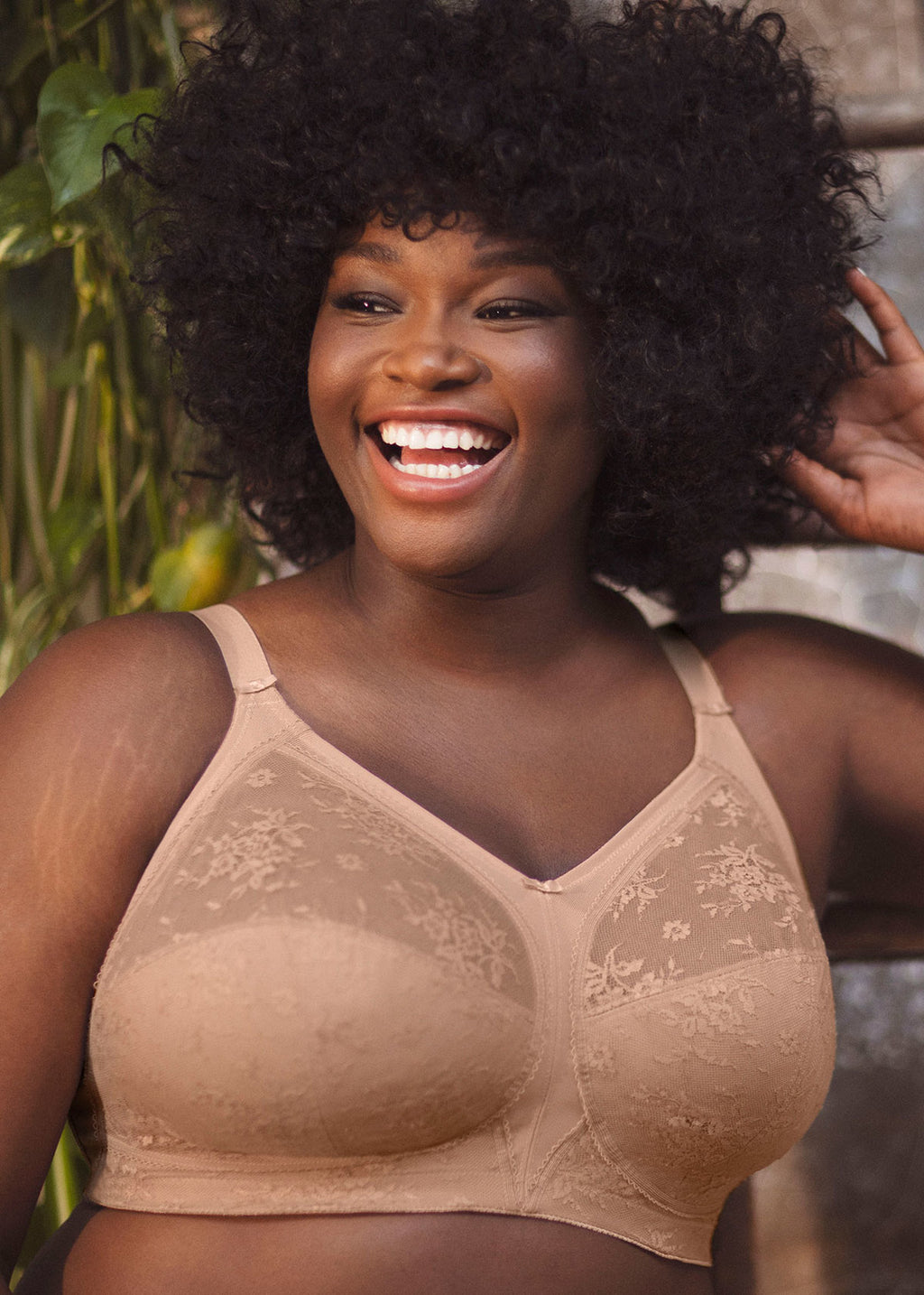 Goddess Verity soft cup bra in fawn nude, non-wired bra with smooth cups and adjustable straps, designed for comfort.