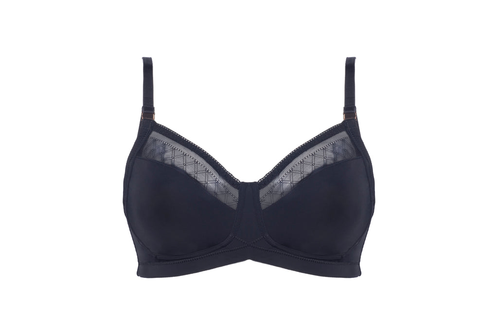 Black Lunar Eclipse Wirefree Maternity Nursing Bra by HOT MILK, featuring comfortable design and supportive fabric.