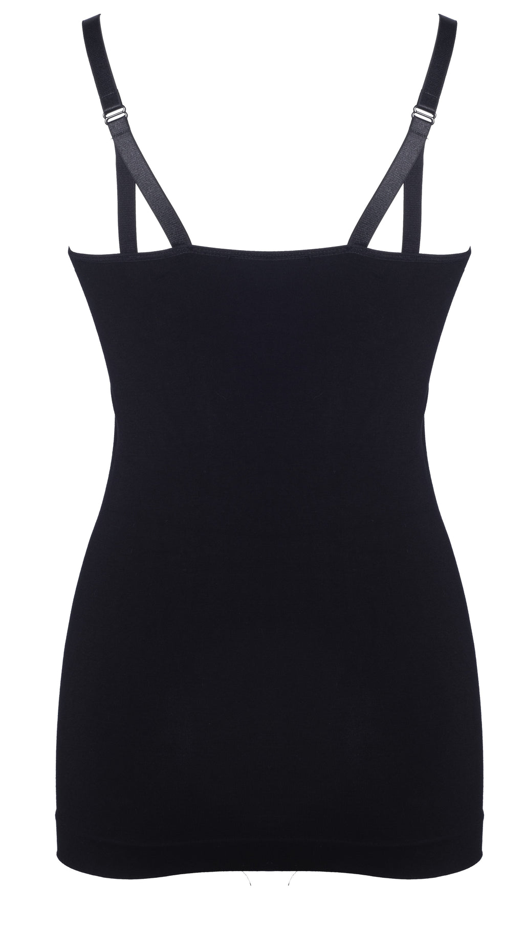 Black seamless maternity camisole by HOT MILK with shelf support, designed for comfort and support during pregnancy.
