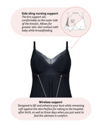 Black Dream Multifit wirefree nursing sleepwear nightie by HOT MILK, featuring a comfortable, sleeveless design for restful nights.