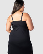 Black Dream Multifit wirefree nightie by HOT MILK, comfortable nursing sleepwear with full cup design for easy breastfeeding.