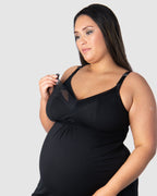 Black Dream Multifit wirefree nightie from HOT MILK's nursing sleepwear collection, featuring a comfortable, full-cup design.