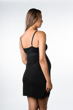 Black Dream Multifit wirefree nightie by HOT MILK, comfortable nursing sleepwear with a relaxed fit and soft fabric, shown from the back.