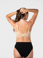 Leakproof wirefree nursing bra by Hot Milk featuring bamboo lace in Frappe color, designed for comfort and support.