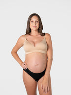 Leakproof wirefree nursing bra in bamboo lace, Frappe color, by HOT MILK featuring soft cups and comfortable design.
