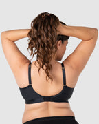 Black Flawless Full Cup Plunge Nursing Bra by HOT MILK, showing the back design and supportive fit.