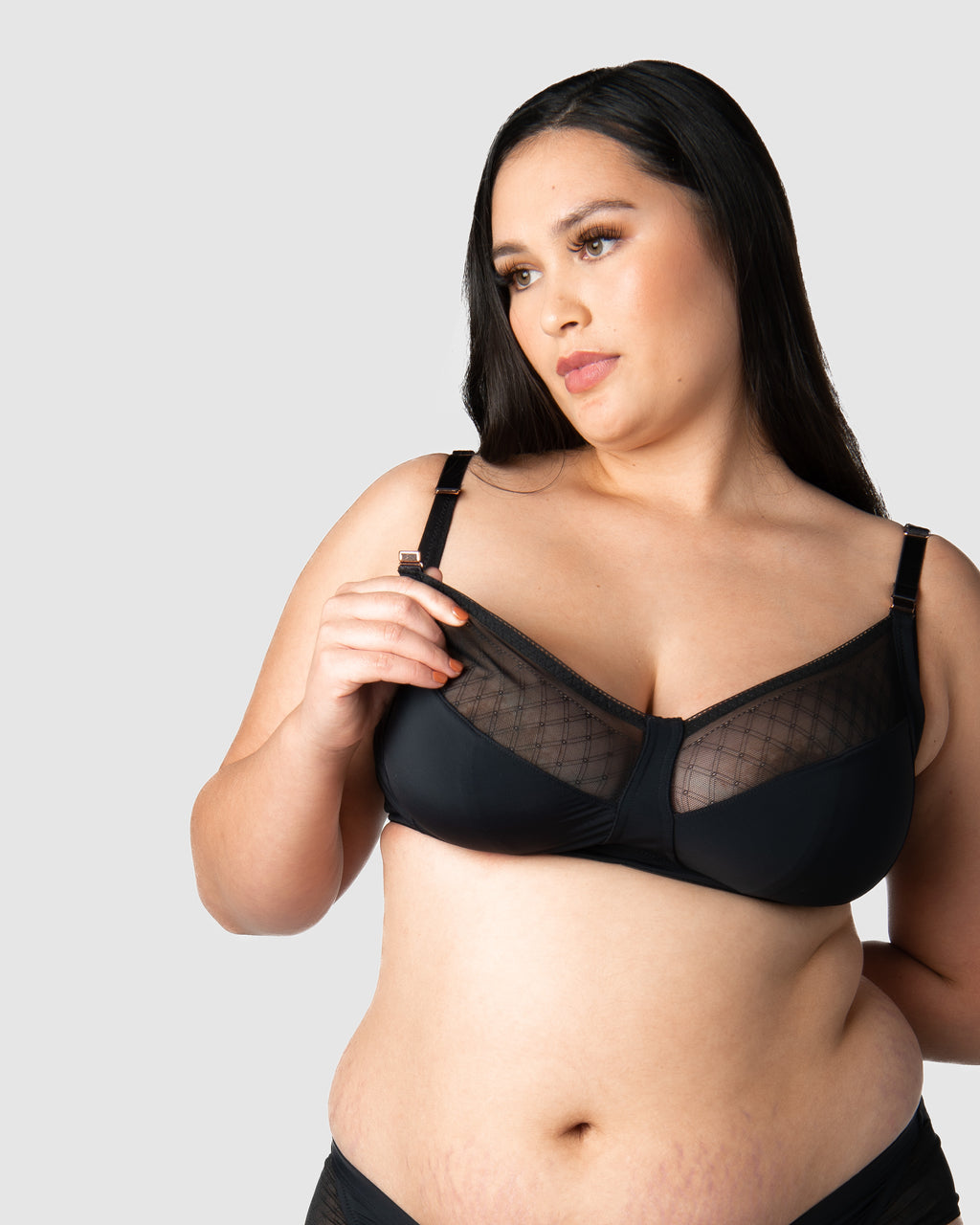 Black Lunar Eclipse wirefree maternity nursing bra by HOT MILK featuring soft fabric and supportive design for nursing moms.
