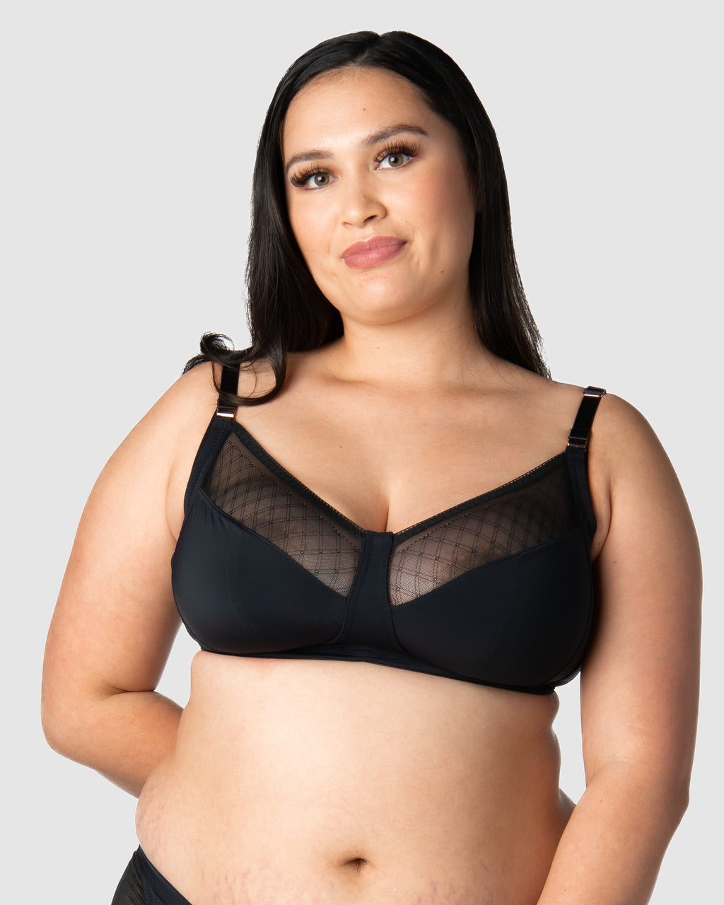 Black Lunar Eclipse wirefree maternity nursing bra by HOT MILK, showing soft fabric and adjustable straps for comfortable support.