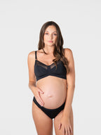 Black Lunar Eclipse Lace Maternity Briefs by HOT MILK, stylish black underwear with lace details, designed for comfort during pregnancy.