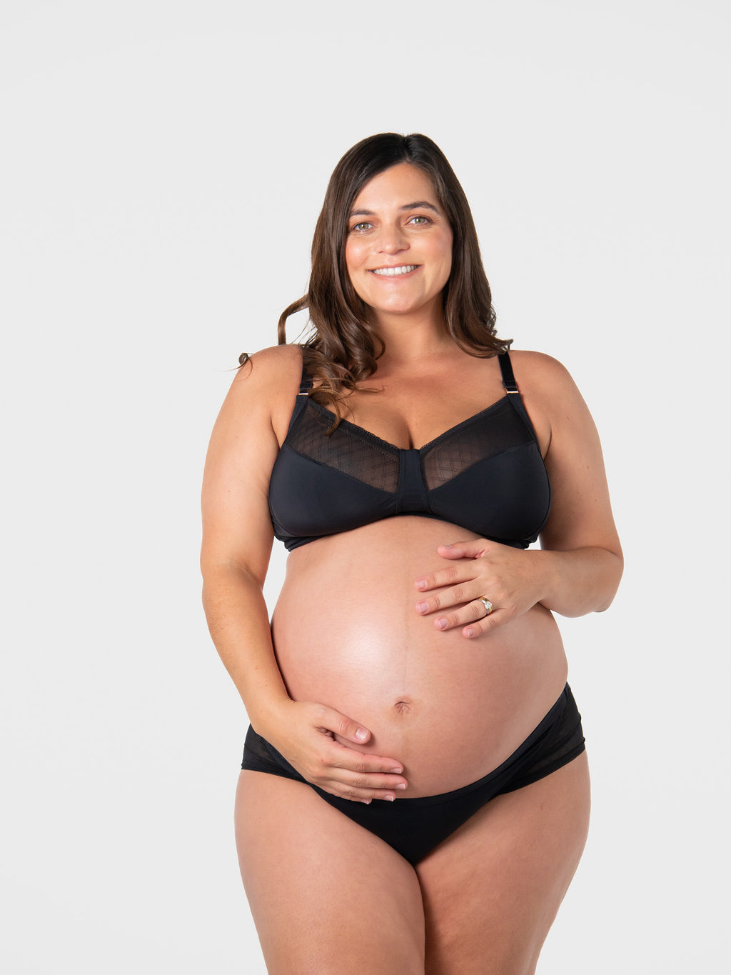 Black Lunar Eclipse wirefree maternity nursing bra by HOT MILK, featuring comfortable design and supportive fit for nursing moms.