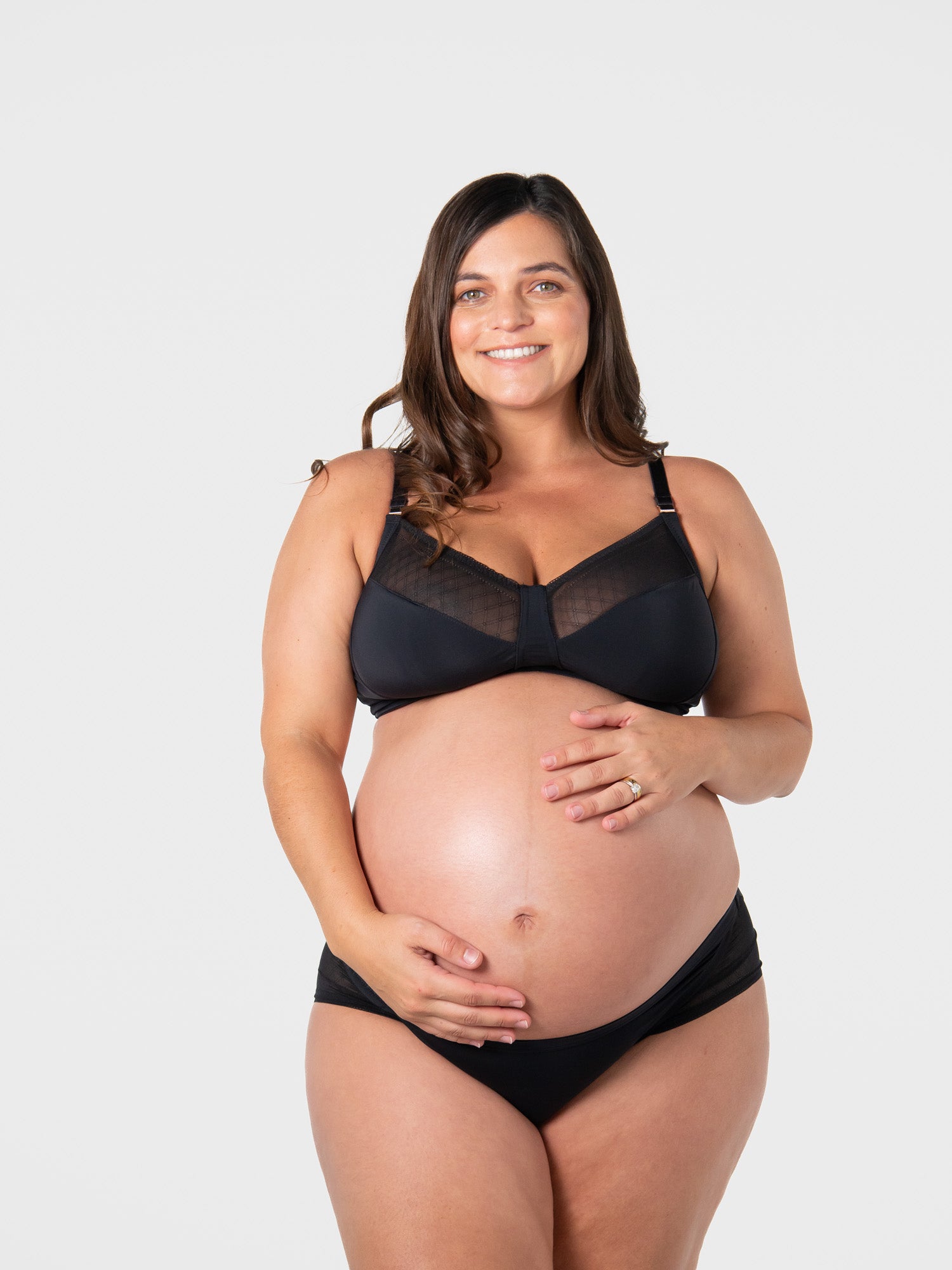Black Lunar Eclipse wirefree maternity nursing bra by HOT MILK, featuring comfortable design and supportive fit for nursing moms.