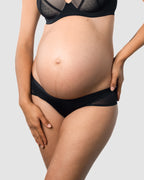 Black Lunar Eclipse Lace Maternity Briefs by HOT MILK, stylish and comfortable underwear with delicate lace details.