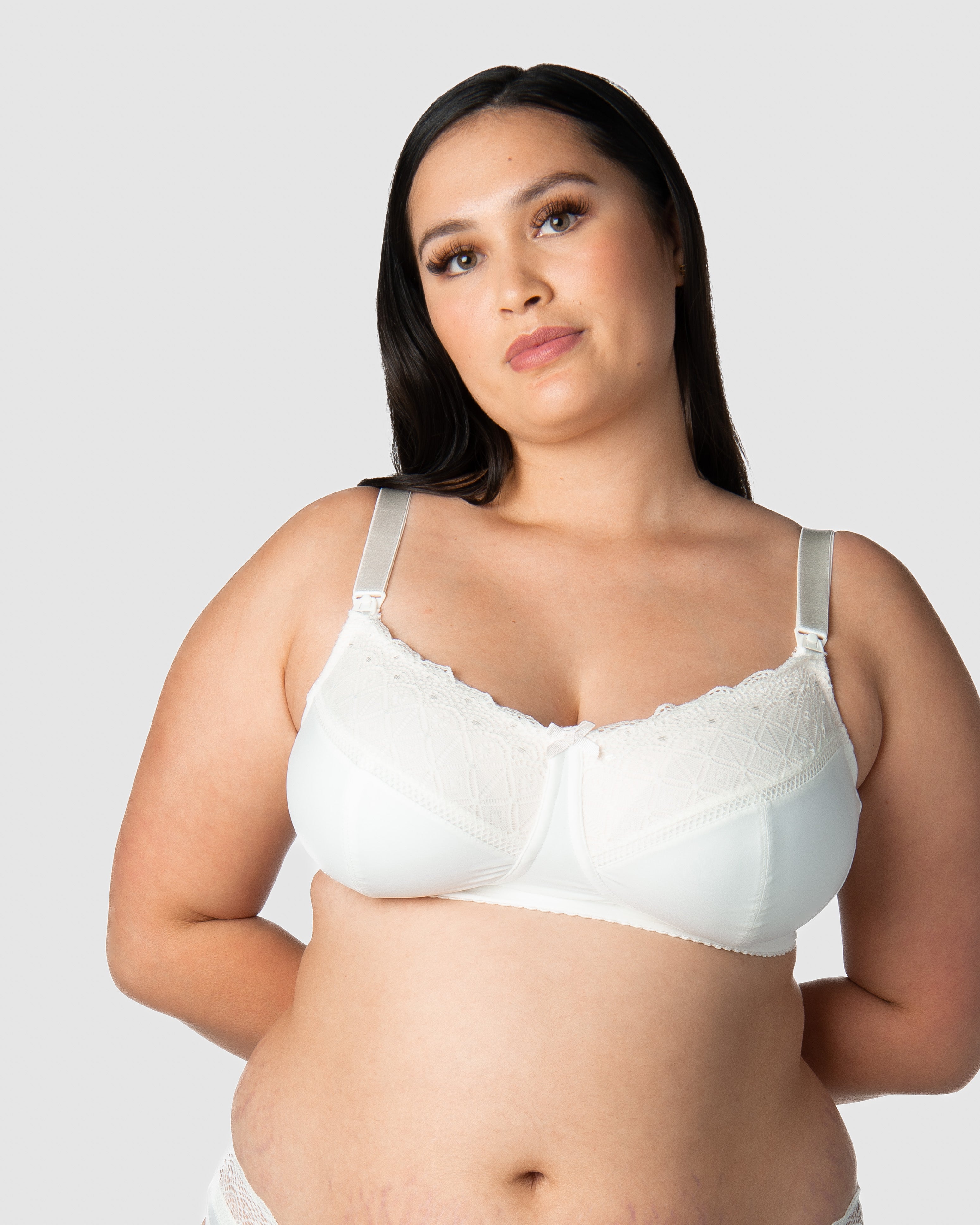 Hot Milk Show Off maternity bra in ivory, soft and comfortable bra with supportive design for nursing and maternity wear.