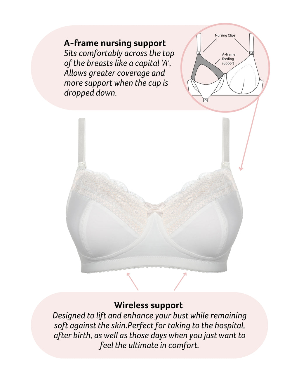 Show Off Maternity Bra in ivory from HOT MILK, featuring soft fabric and supportive design for comfortable nursing.