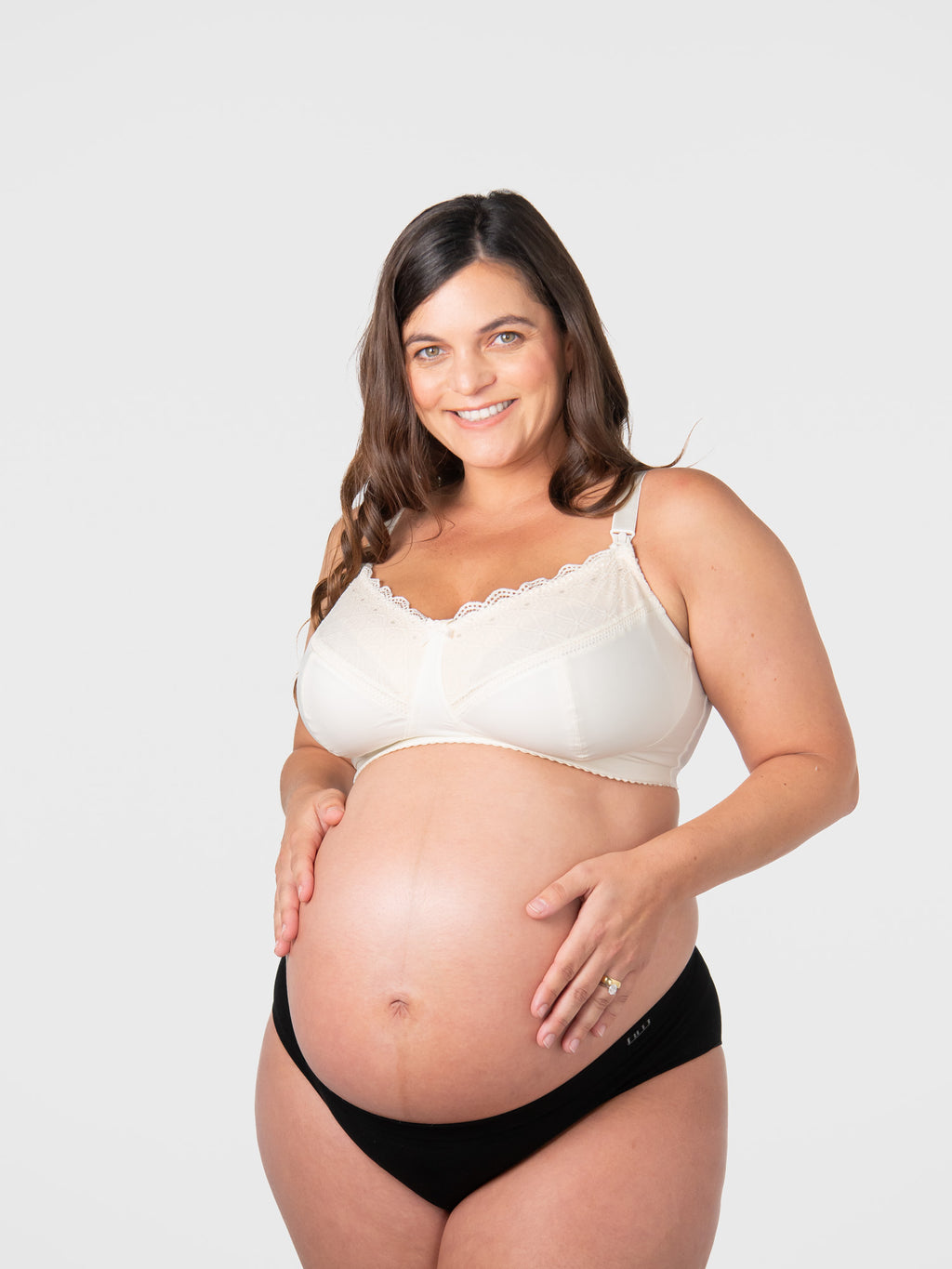 Ivory Show Off Maternity Bra by HOT MILK featuring soft fabric, supportive design, and adjustable straps for comfortable maternity wear.