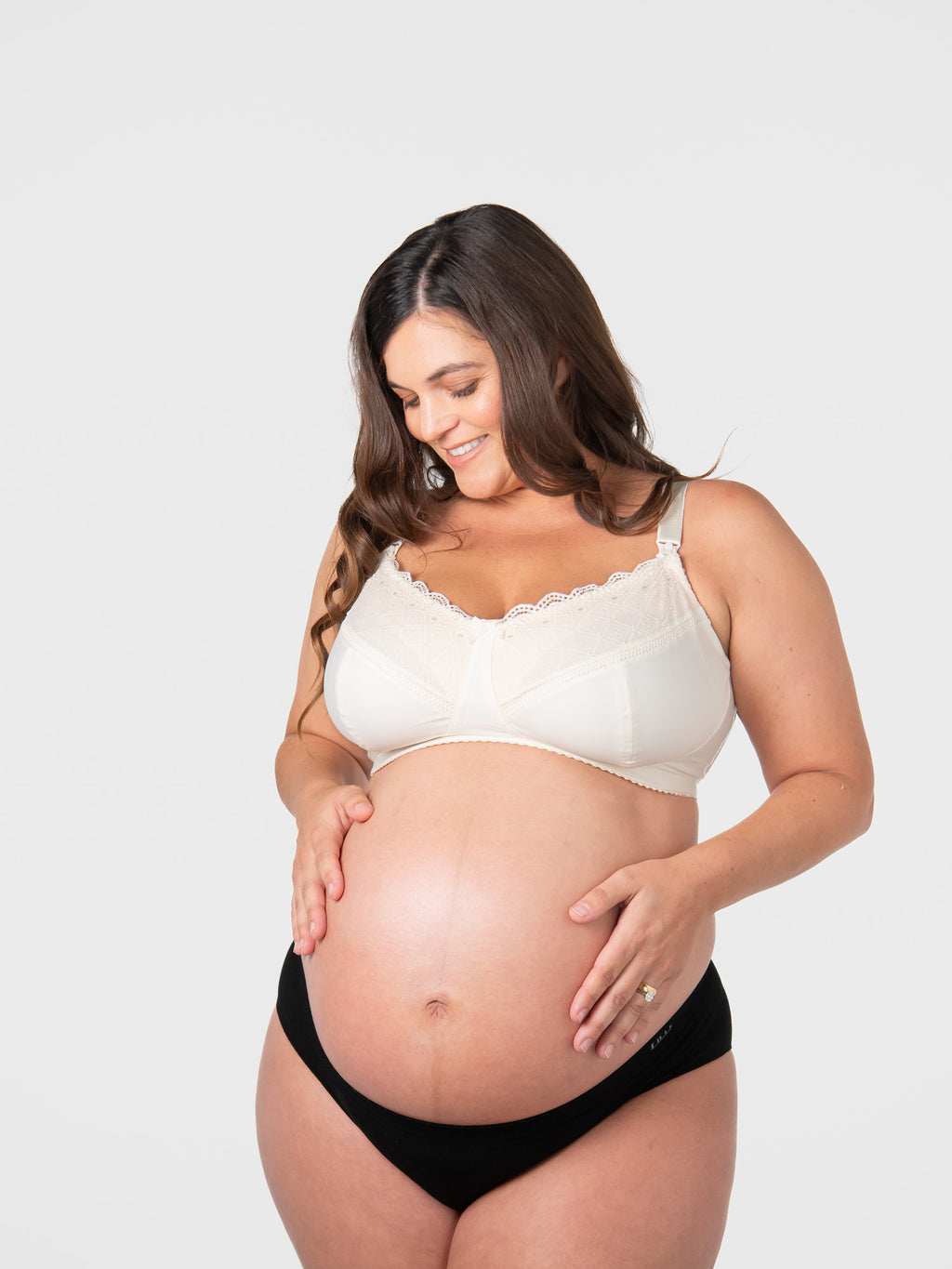 Show Off maternity bra in ivory by HOT MILK, featuring soft fabric and supportive design for nursing and maternity comfort.