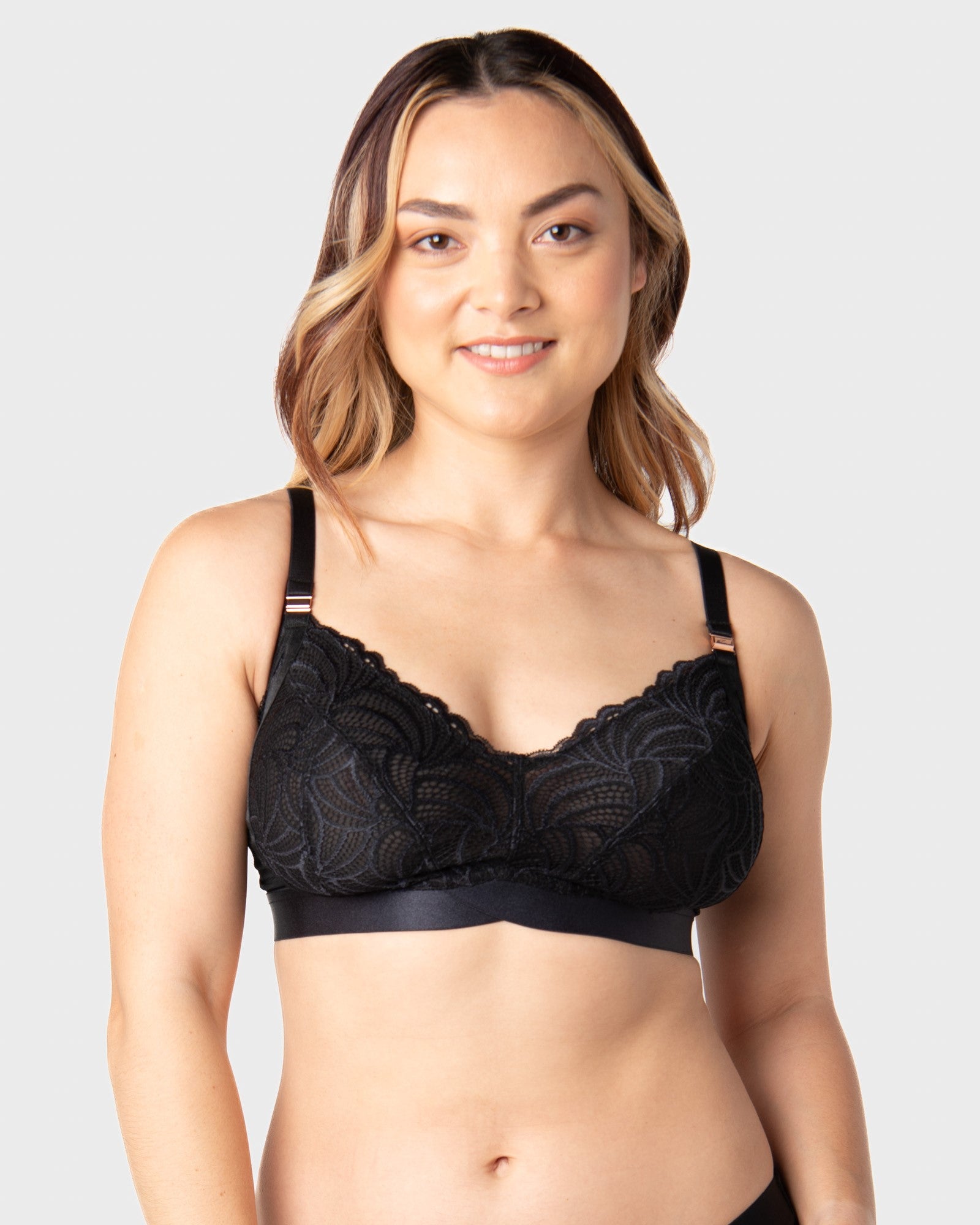 Black Warrior 2.0 Flexfit nursing bra by HOT MILK with soft fabric and adjustable straps for comfortable support.