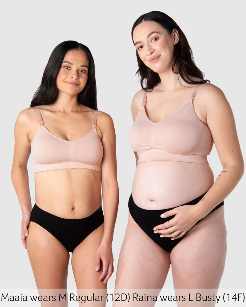 Hot Milk My Necessity 2.0 FlexFit Nursing Bra in Ballet Pink, showing soft pink fabric and adjustable straps for breastfeeding comfort.